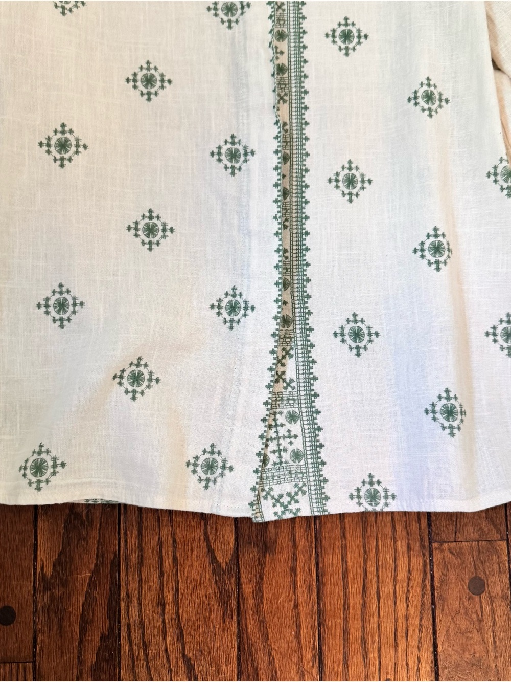 Francesca Bettini Linen/Cotton Cream Long Sleeved Boho Summer Button-up Blouse - Picture 4 of 11